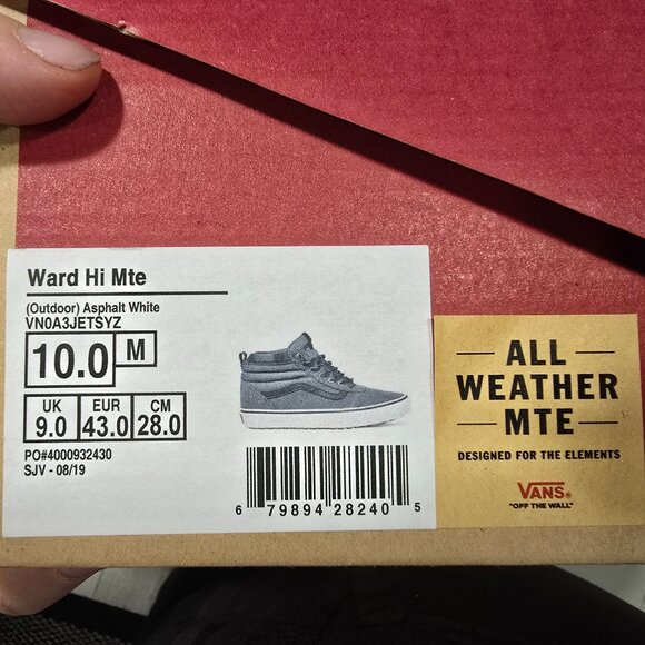 Vans Men's Ward Hi MTE Outdoor Shoes All Weather Grey Size 10 NEW GRAY BOOTS - Picture 9 of 12
